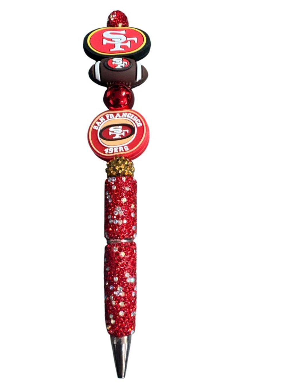 San Francisco 49ers Beaded Glitter Pen With Team Logos & Football Design